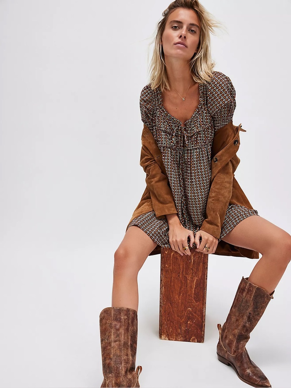 FREE PEOPLE Star Dip Mini Dress XL - Picture 2 of 6